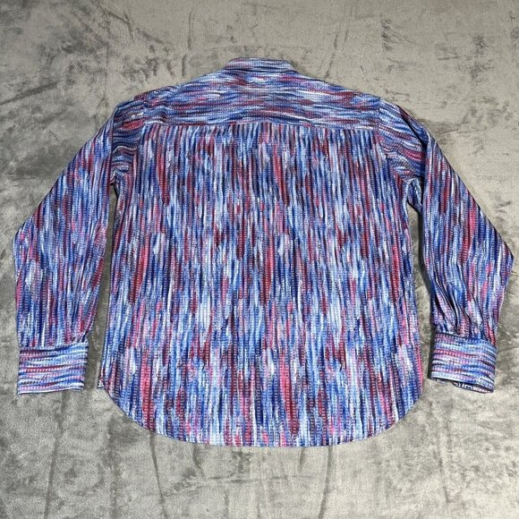 Luchiano Visconti Shirt Mens Med Blue Pattern Long Sleeve Button Up Casual Sport - Picture 4 of 16